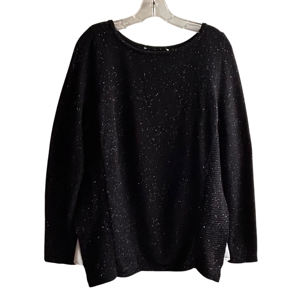 LOFT Cotton Wool Blend Crew Neck Sweater with Inset Side Panels - Picture 2 of 7